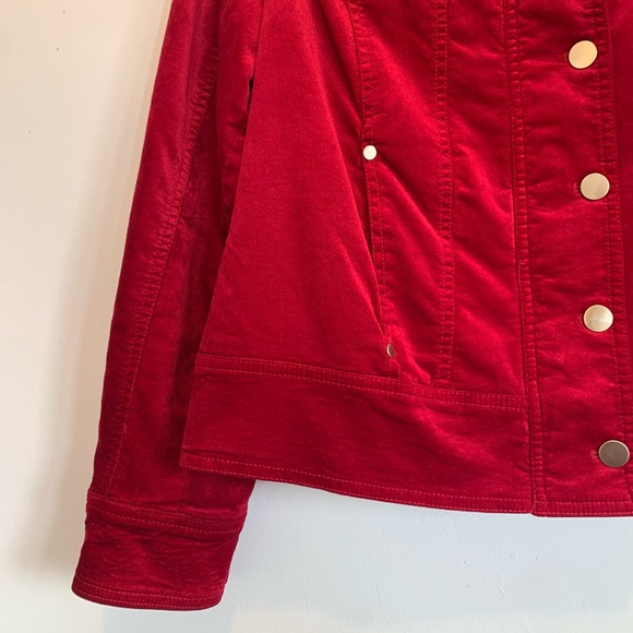 Chico’s Red Velvet Jean Jacket 1 - Picture 4 of 8